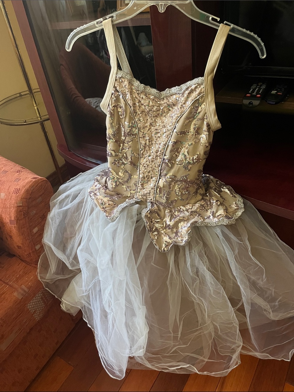 Weissman Gold and Ivory Sequin Tutu Dress